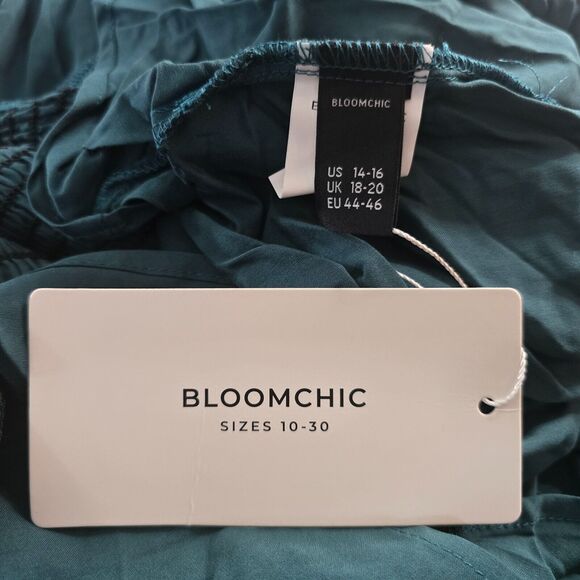 Bloomchic Dress Women's 1X Green On or Off Shoulder Knotted Midi Plus Size NWT - Picture 3 of 14